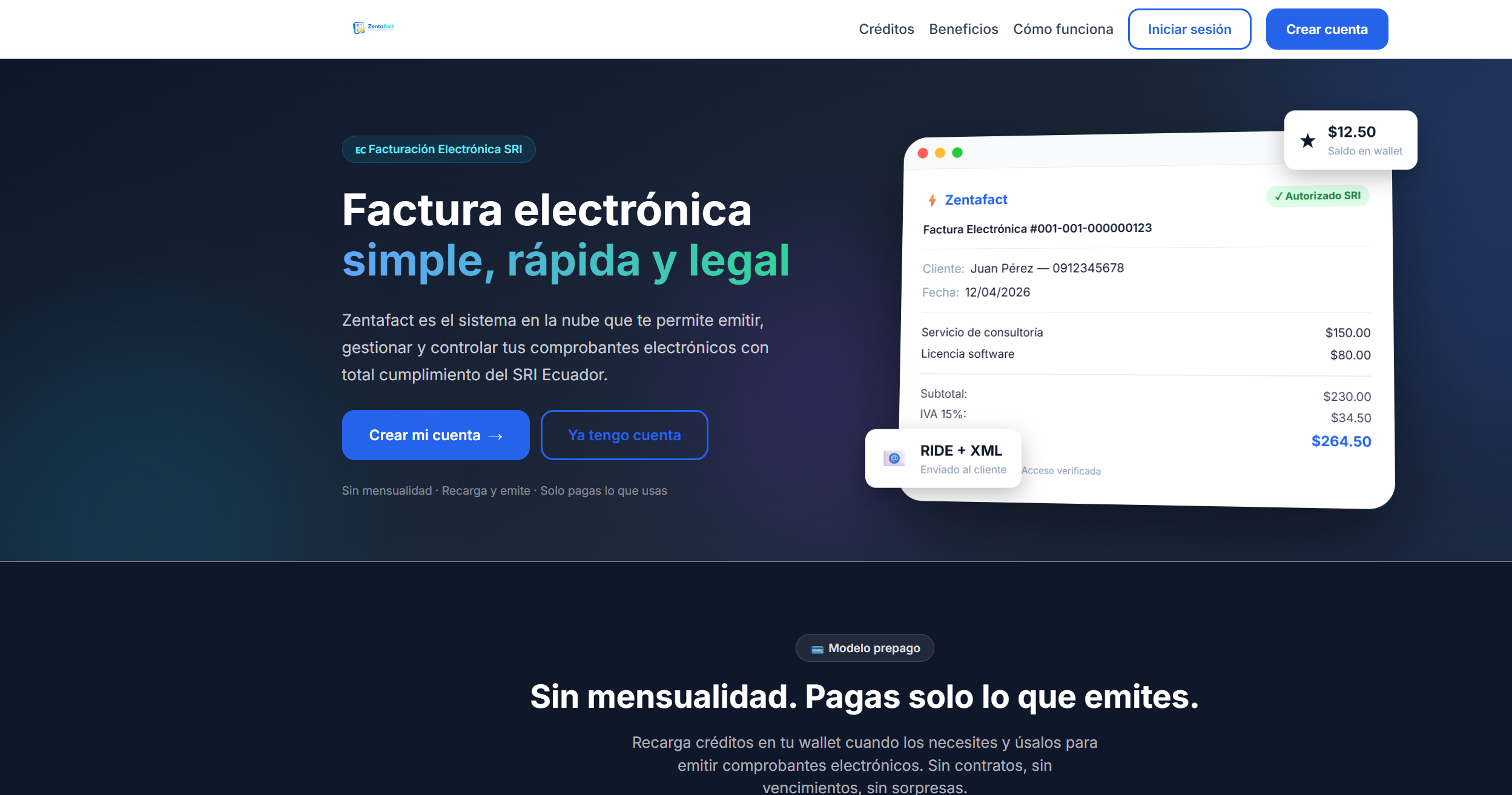 Zentafact — facturación electrónica SRI